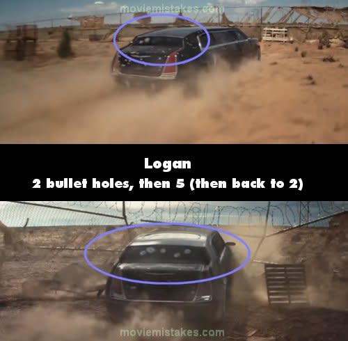 <p>Before crashing the limo into the fence, there are two bullet holes in the rear windscreen. Afterwards, there are five. Then from an inside shot as they start backing up, there are only two again.<br> (<a rel="nofollow noopener" href="https://www.moviemistakes.com/" target="_blank" data-ylk="slk:MovieMistakes.com;elm:context_link;itc:0;sec:content-canvas" class="link ">MovieMistakes.com</a>) </p>