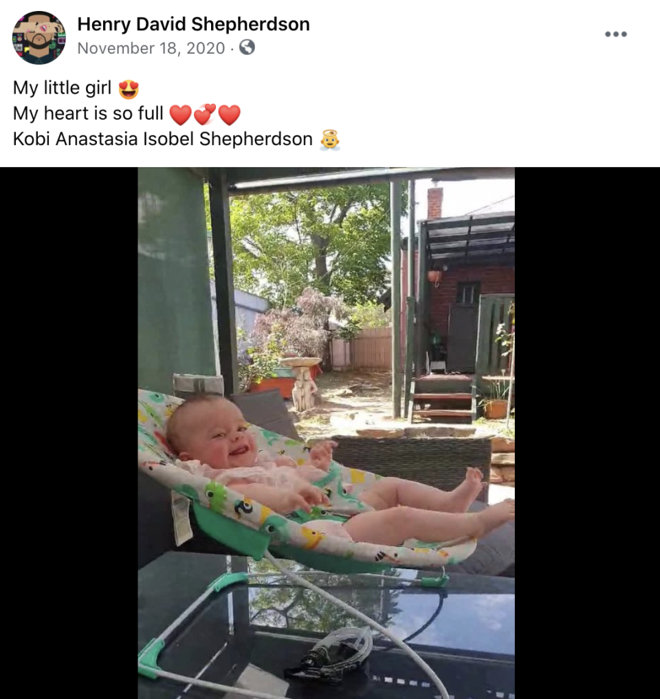 Facebook post showing video and caption about Kobi. 