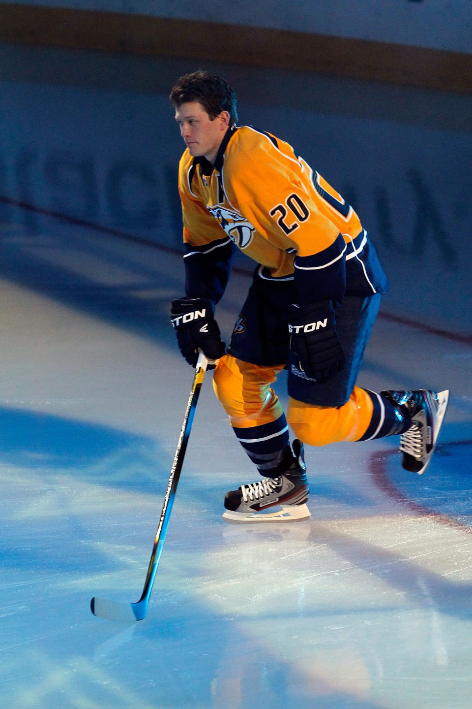 OTTAWA, ON - JANUARY 28: Ryan Suter #20 of the Nashville Predators and Team Chara gets introduced prior to the 2012 Molson Canadian NHL All-Star Skills Competition at Scotiabank Place on January 28, 2012 in Ottawa, Ontario, Canada. (Photo by Gregory Shamus/Getty Images)