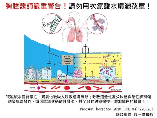 蘇一峰說明次氯酸水可能對孩童帶來的傷害。（圖／蘇一峰醫師授權提供）