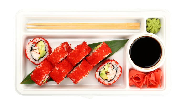 take away tray with Boston roll