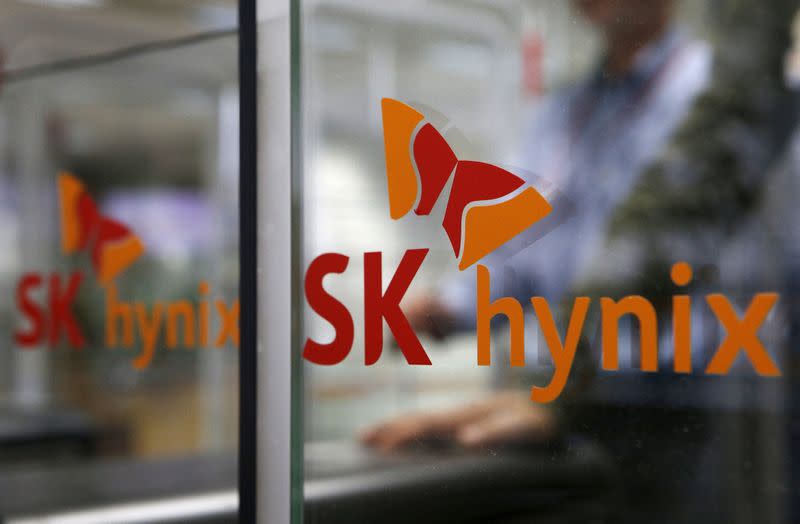 FILE PHOTO: A view of the logo of SK Hynix at its headquarters in Seongnam