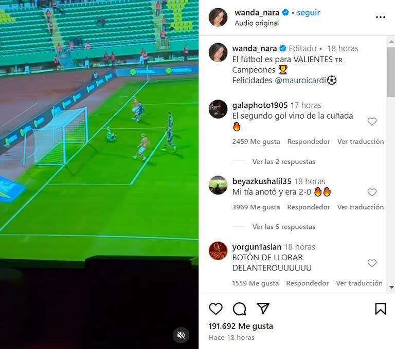 Wanda Nara dejó un fuerte mensaje con relación a la final de la Supercopa de Turquía