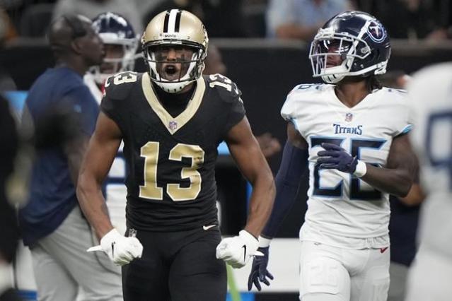 Saints WRs Olave, Thomas and Shaheed look to exploit a Panthers