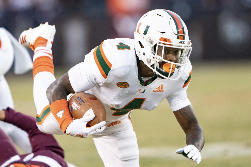 Jeff Thomas has been dismissed from the University of Miami football team. (Photo by Gregory Fisher/Icon Sportswire via Getty Images)