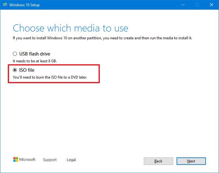 Media Creation Tool ISO file option