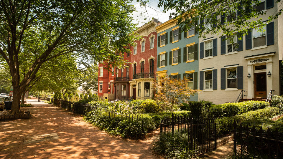 Houses and in the neighbourhood of Capitol Hill in Washington DC USA.