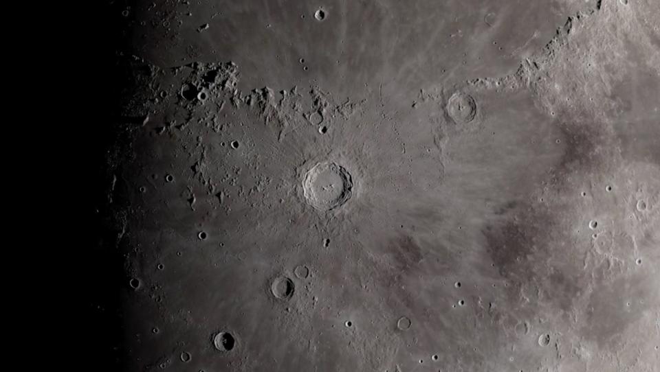 Sunlight dances across the moon in this still image from a spectacular NASA video of the lunar surface created with data from the Lunar Reconnaissance Orbiter and set to the song "Clair de Lune." <cite>NASA/GSFC</cite>