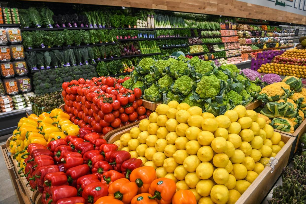 vegetables are stacked neatly inside the produce area as employees prepare for the grand opening of whole foods market in commack, tuesday, april 2, 2019 the 45,000 square foot store, the former site of a king kullen that closed in 2017, will be the fourth whole foods location on long island