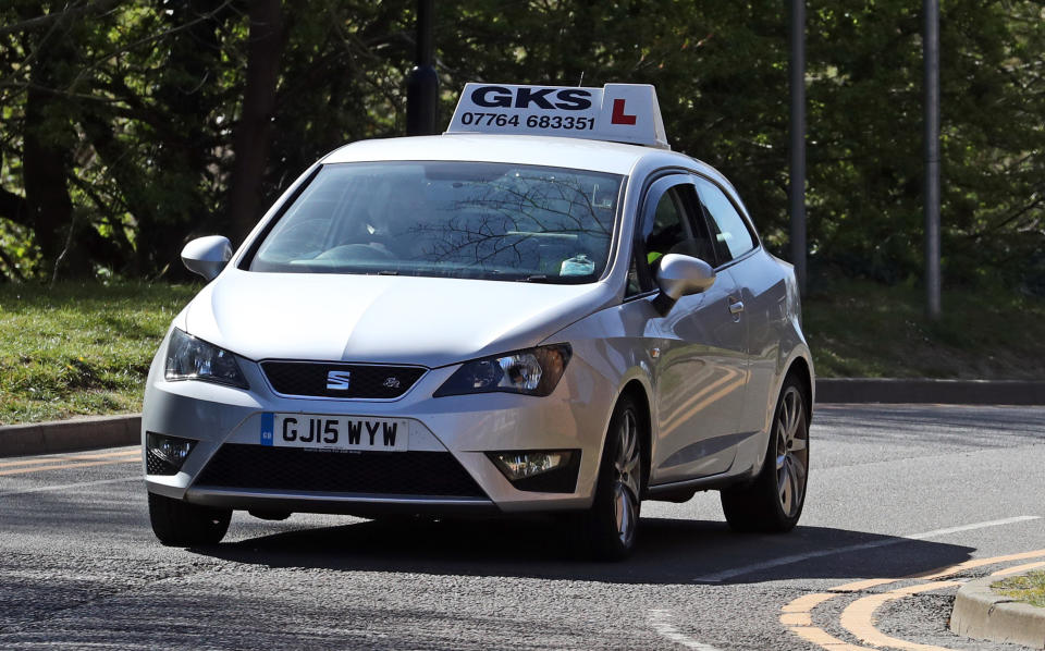 A learner driver starts a driving test from a test centre in Ashford, Kent (PA)