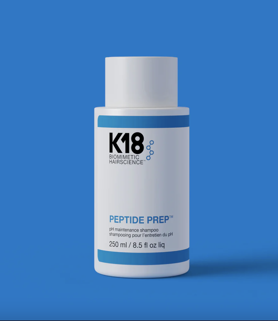 Dermatologist-recommended shampoos for hair loss: K18 Peptide Prep pH Maintenance Shampoo bottle