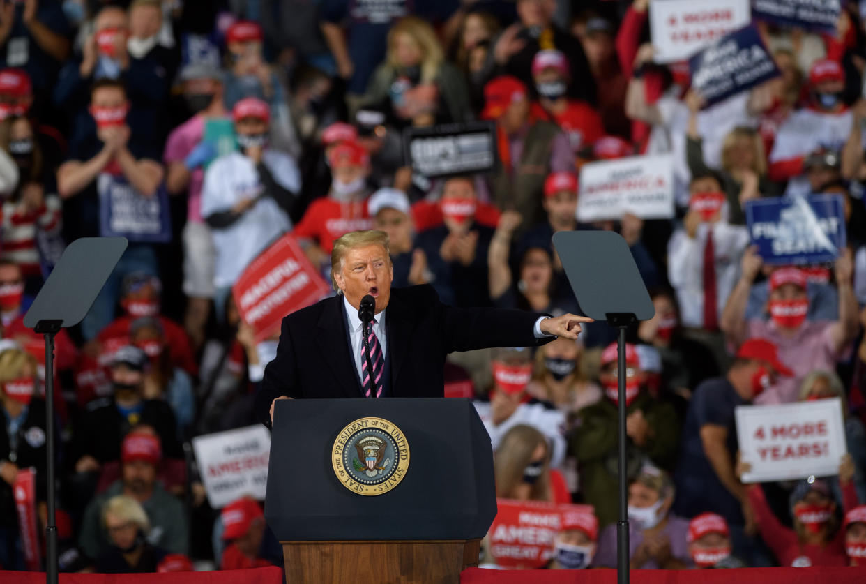 President Trump speaks at a campaign rally in Moon Township, Pa. (Jeff Swensen/Getty Images)