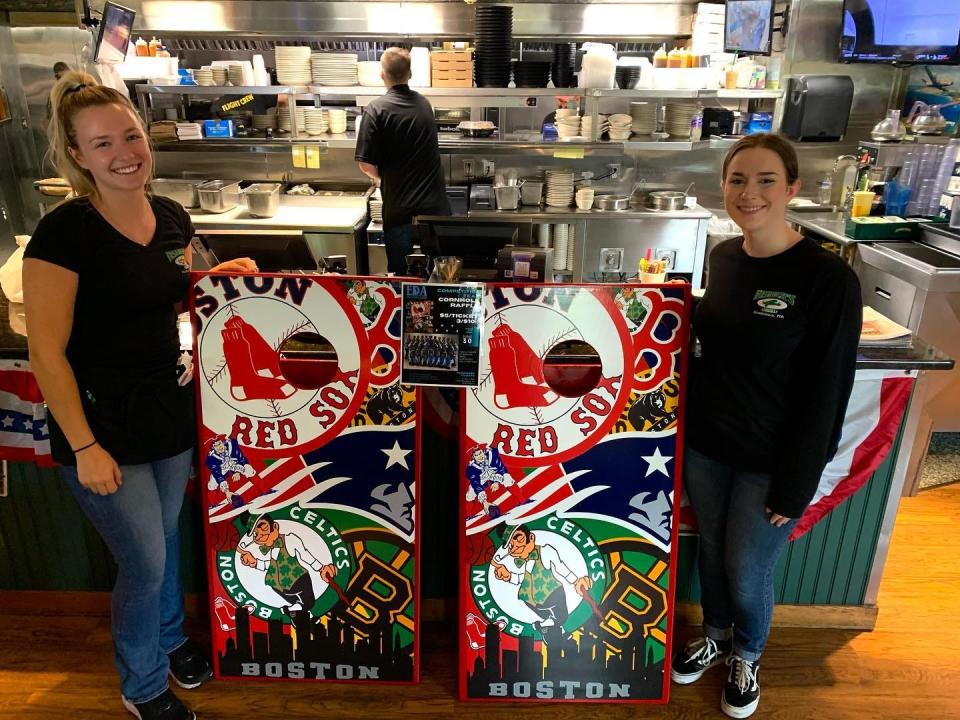 Fisher’s Pub, 360 Wareham St., Middleboro, is raffling off cornhole boards to help Erica’s Dance Academy get to  Universal Studios.