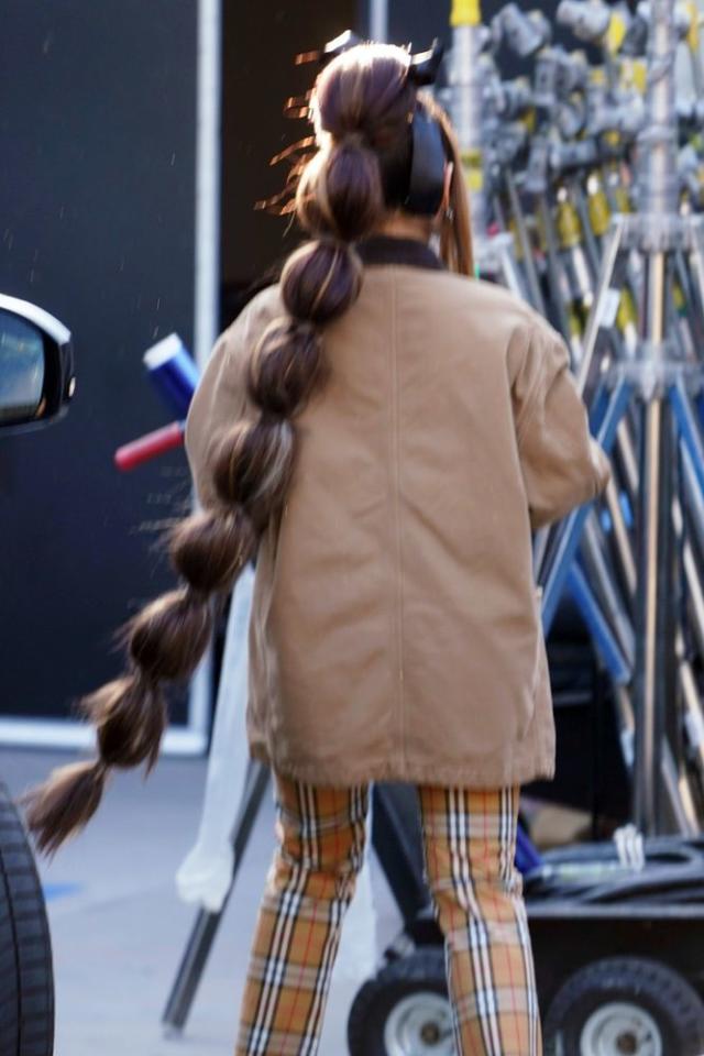 Ariana Grande Bubble Ponytail on Instagram Feb. 2019