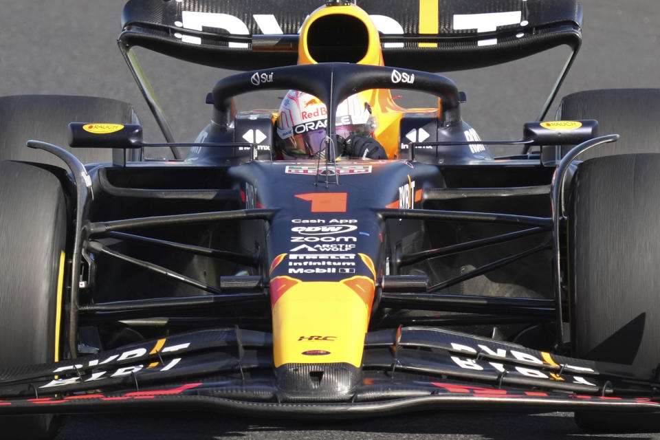 Max Verstappen durante el Gran Premio de Japón en el circuito de Suzuka, el domingo 24 de septiembre de 2023. (AP Foto/Toru Hanai)