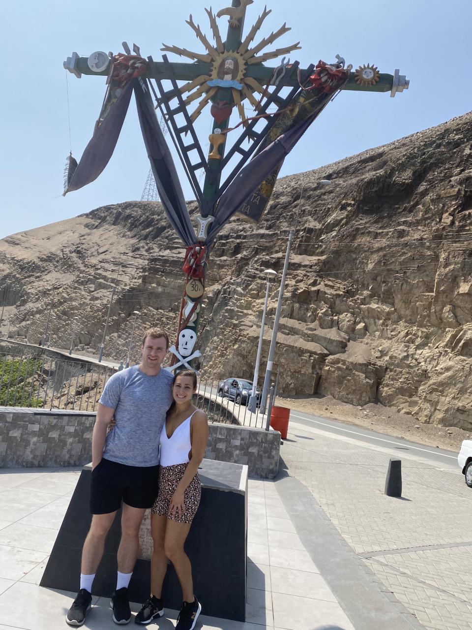 The couple at the start of their vacation in Peru, where they are now stranded after the president ordered borders closed. (Photo courtesy of Tiffany Thomas)