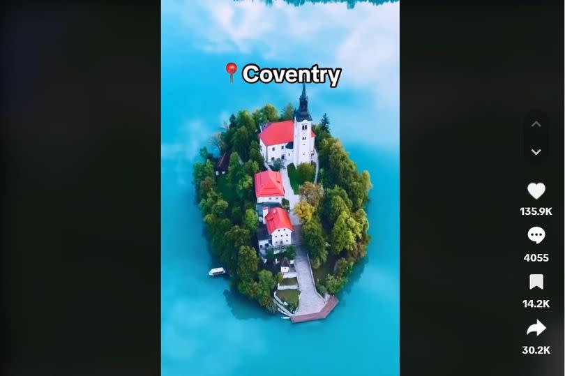 The mock TikTok video shows some 'paradise' scenes in Coventry