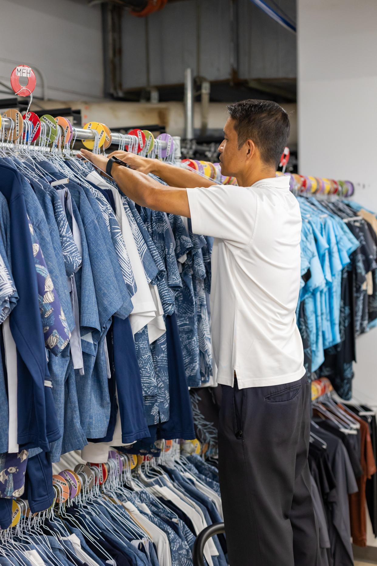 The Housekeeping department of the Four Seasons is where staff uniforms are neatly cleaned and organized.