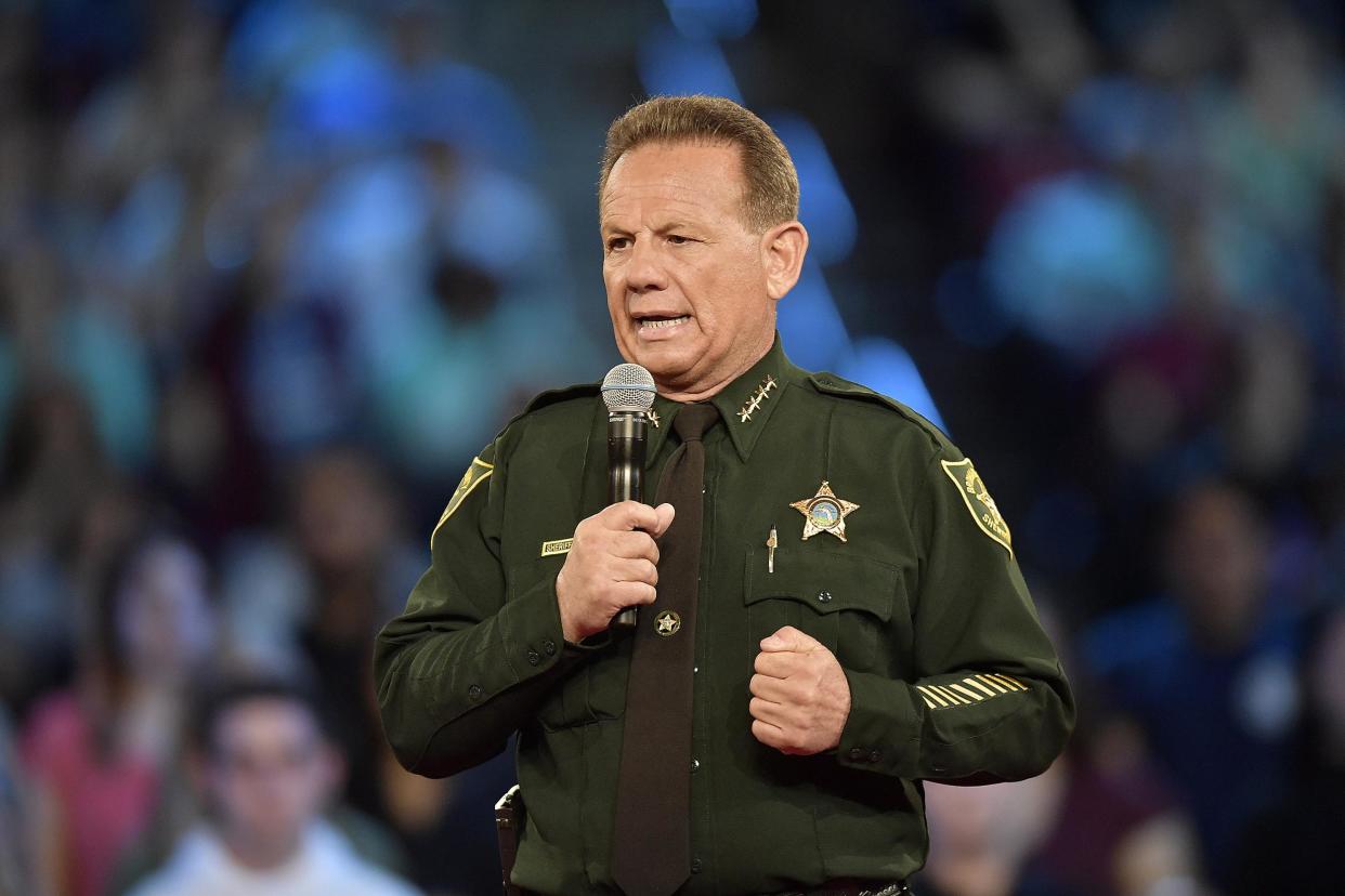 Broward County Sheriff Scott Israel speaks before the start of a CNN town hall meeting: Michael Laughlin/Sun Sentinel/TNS via Getty Images