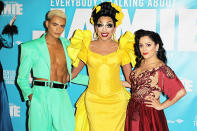 <p><em>RuPaul's Drag Race</em> winner Bianca Del Rio joins <em>Everybody's Talking About Jamie</em> stage actors Layton Williams and Hiba Elchikhe at the Ahmanson Theatre in L.A. on Jan 21.</p>