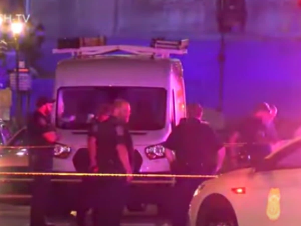 Three Dutch commandos were shot and wounded outside a hotel in downtown Indianapolis. Screengrab (ABC News / YouTube)