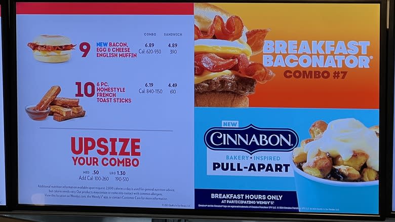 Wendy's menu screen