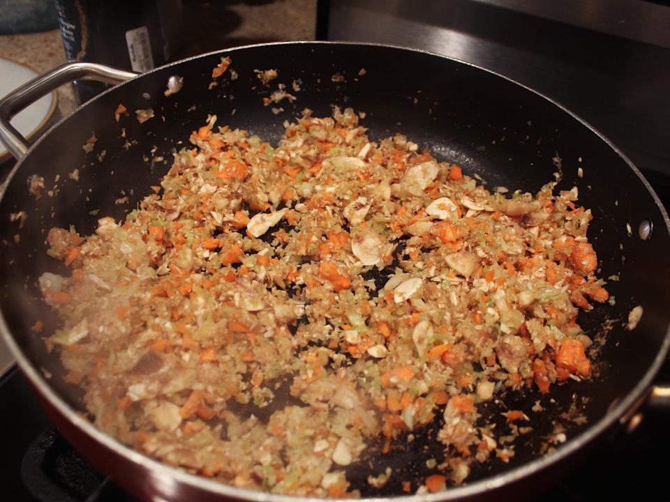 shepherds pie filling in a large saute pan