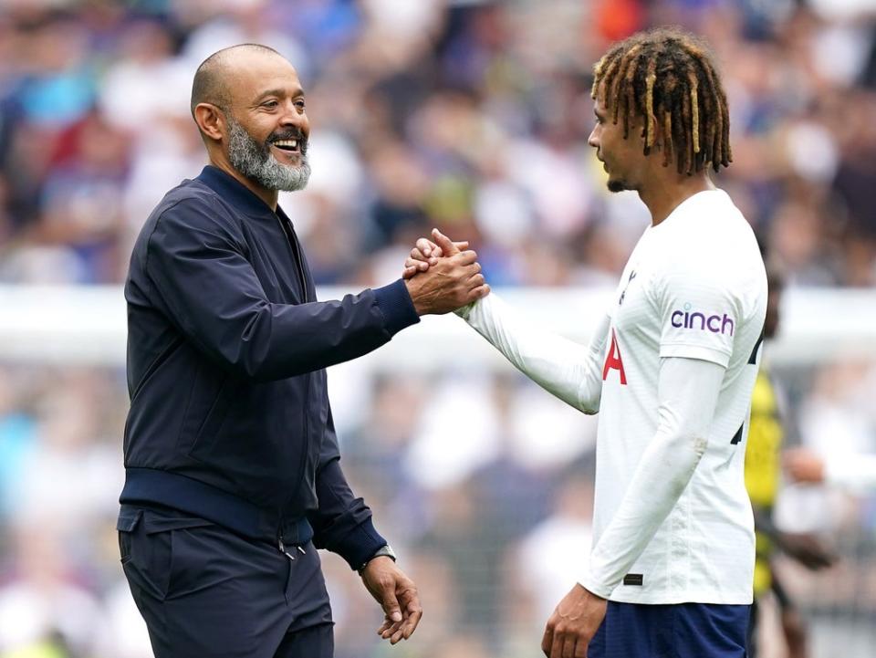 Tottenham manager Nuno Espirito Santo, left, and Dele Alli  (PA Wire)