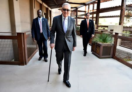 U.S. Senator Harry Reid (D-NV) arrives for an interview with Reuters in Las Vegas, Nevada, U.S. August 25, 2016. REUTERS/David Becker