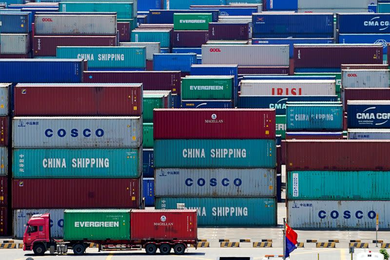 FILE PHOTO: Containers are seen at the Yangshan Deep Water Port in Shanghai