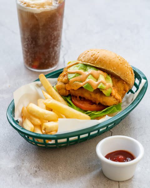 a photo of burgers and fries