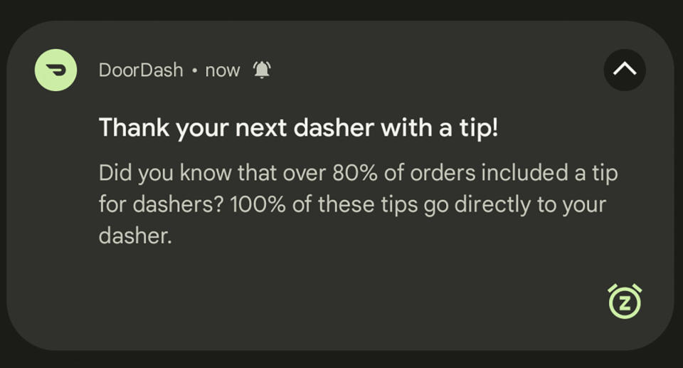 DoorDash push notification