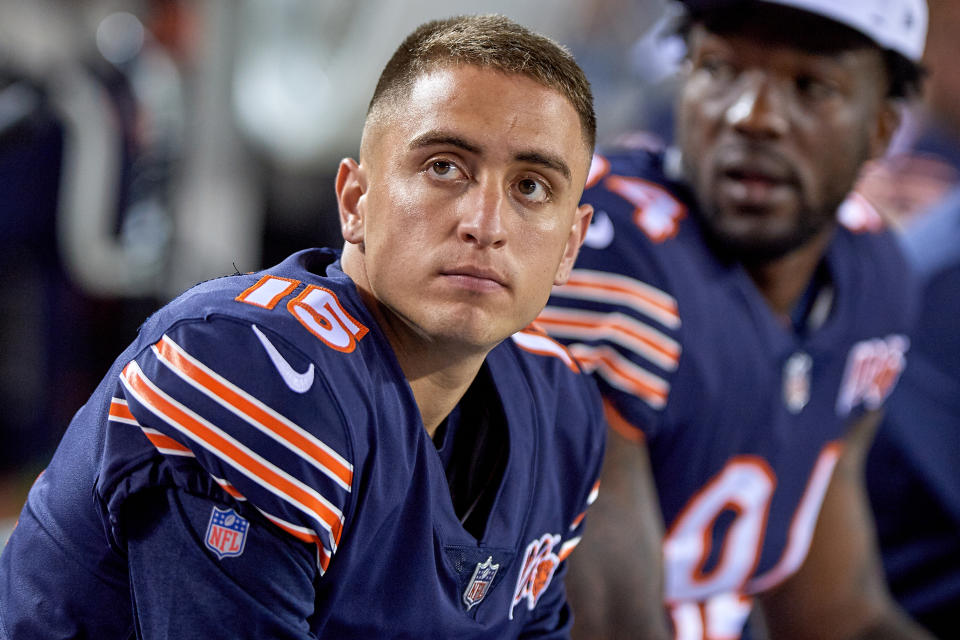 Chicago Bears kicker Eddy Pineiro hasn't yet won the job, but he's got a great shot. (Getty Images)