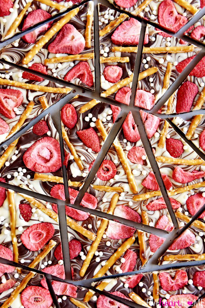 Strawberry Pretzel Chocolate Swirl Bark