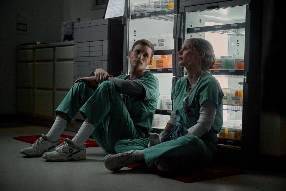 Eddie Redmayne, left, and Jessica Chastain star in "The Good Nurse."