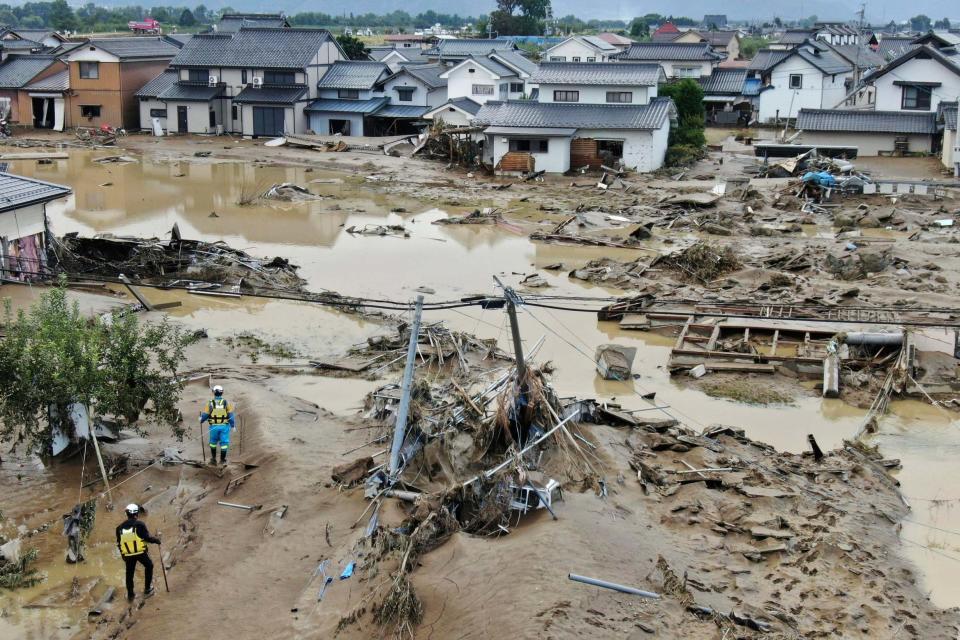 A flooded area in Nagano, central Japan, pictured on Monday following Typhoon Hagibis (Kyodo News via AP)