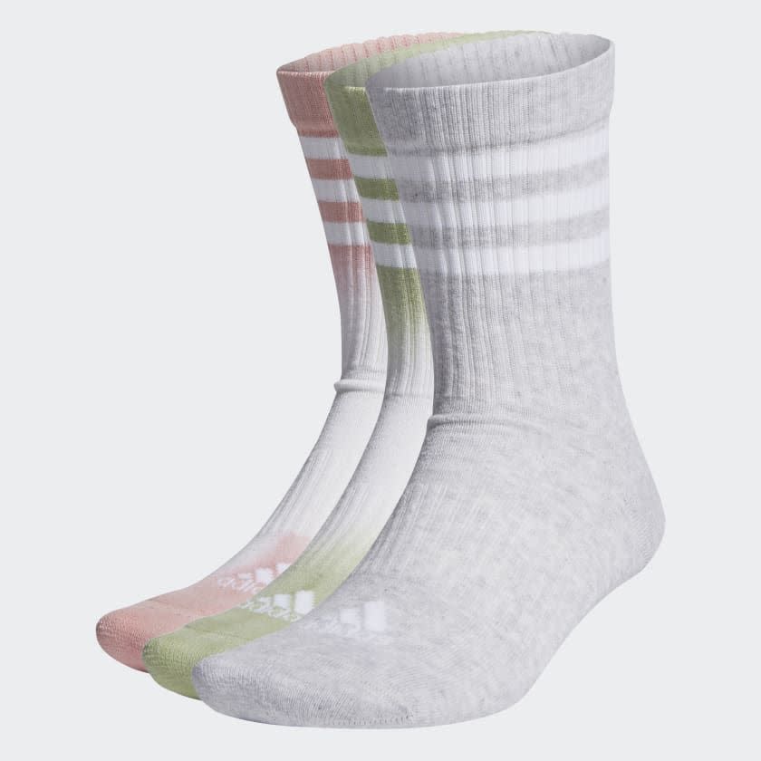 Dip-Dyed 3-Stripes Cushioned Crew Socks 3 Pairs