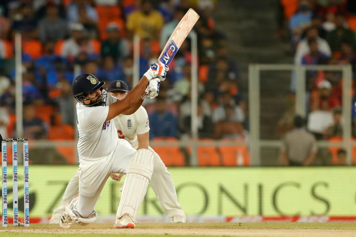 Rohit Sharma scoring a boundary on India’s route to victory (ECB)