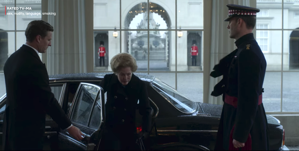 <p>Later on in the series, Thatcher is seen being chauffeured in a Daimler Sovereign 4.2, a posher version of the contemporary <a href="https://www.caranddriver.com/jaguar/xj" rel="nofollow noopener" target="_blank" data-ylk="slk:Jaguar XJ;elm:context_link;itc:0;sec:content-canvas" class="link ">Jaguar XJ</a>, and again true to life.</p>