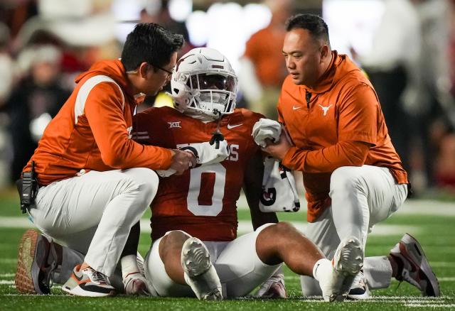 Texas Longhorns football coach Steve Sarkisian gives updates on injuries