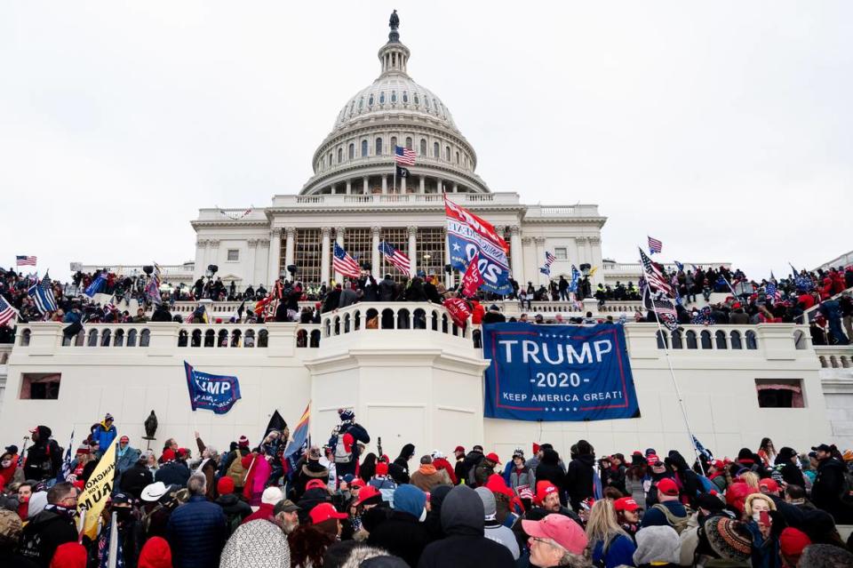 January 6, 2021: Protesters at a pro Trump protest, shown here on the west side of the U.S. Capitol