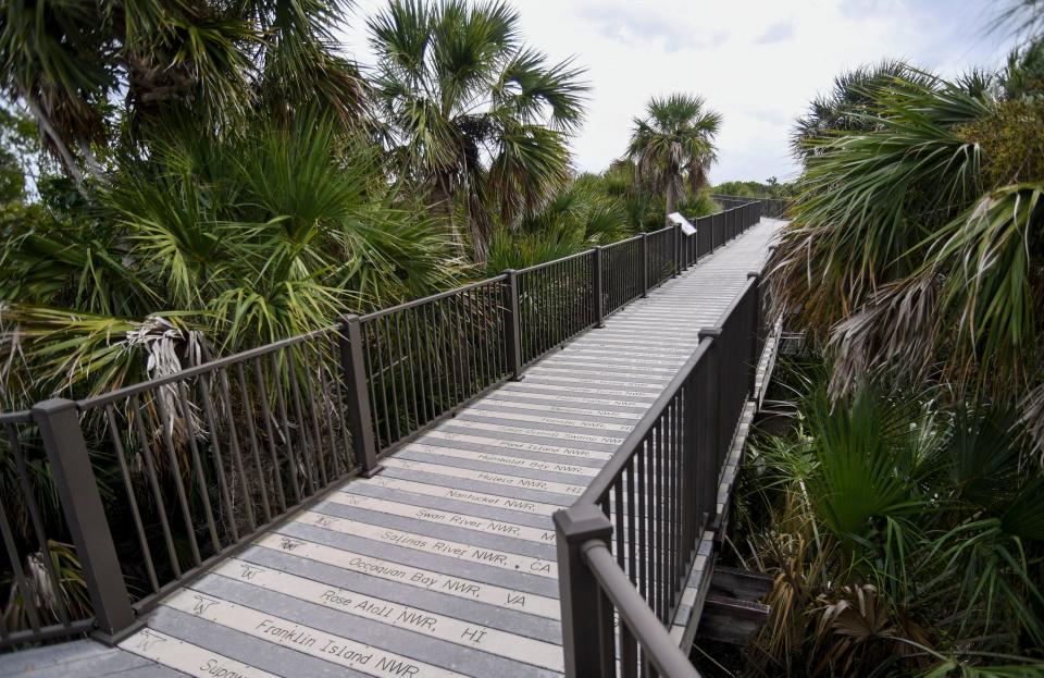 Pelican Island National Wildlife Refuge’s centennial walking trail features an observation tower with a view of Pelican Island, located in the Indian River Lagoon.