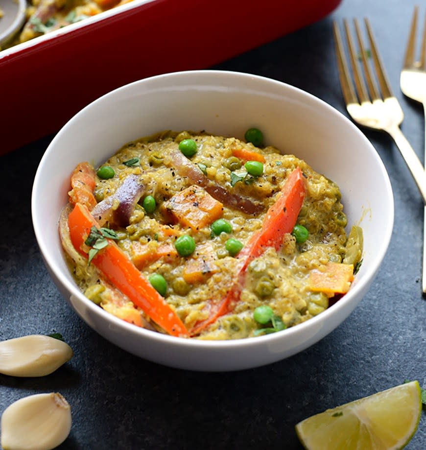 Sweet Potato Green Curry Casserole from Fit Foodie Finds