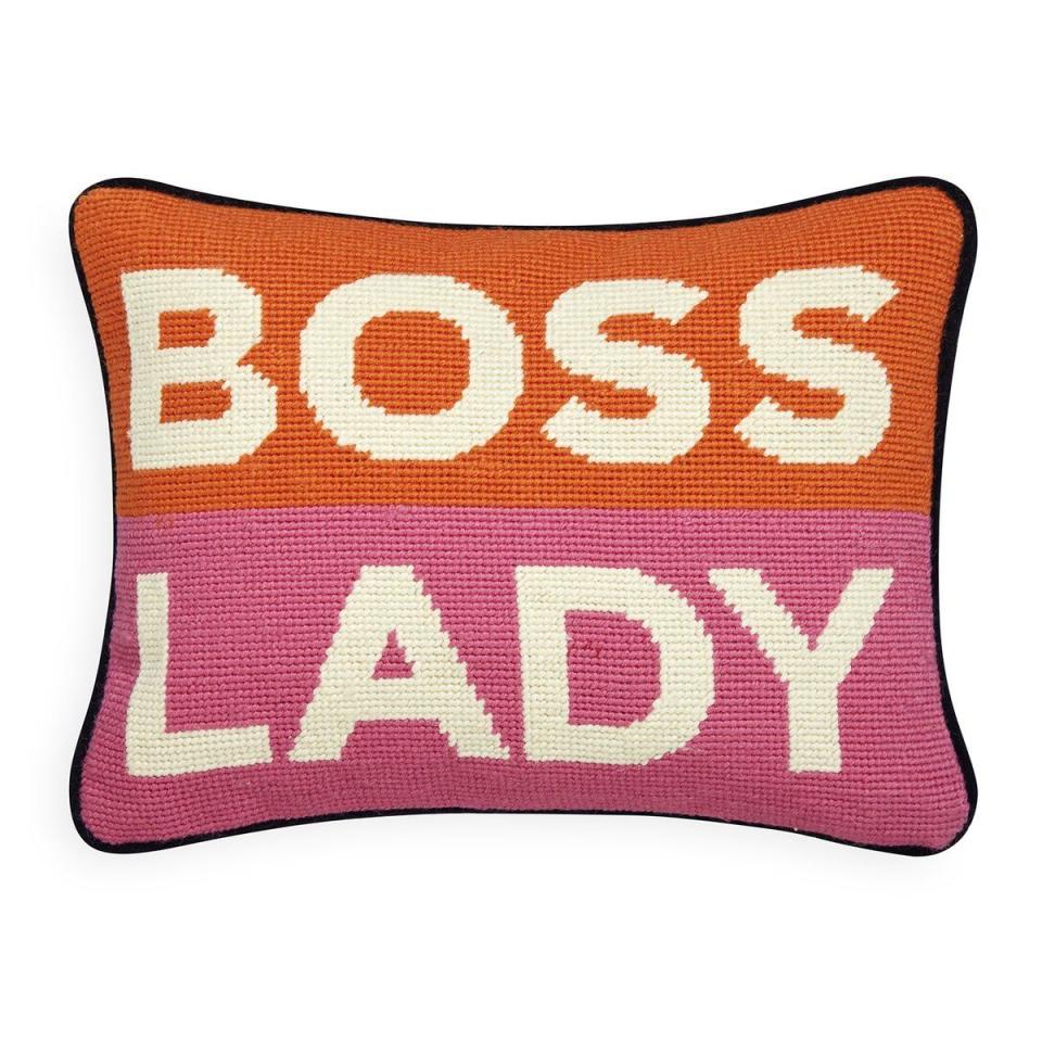 Jonathan Adler Boss Lady Needlepoint Throw Pillow