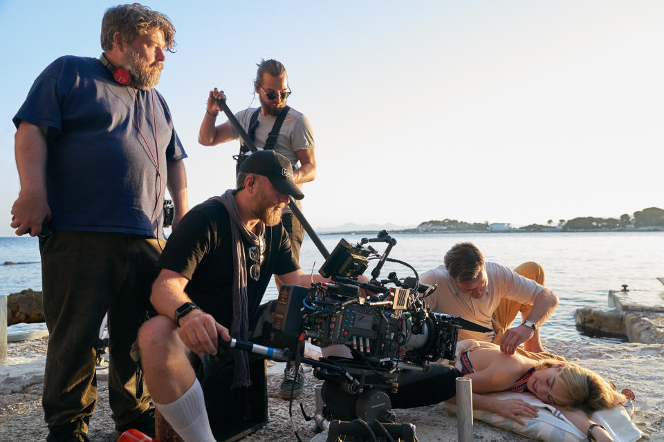 Rebecca: (L to R) Director Ben Wheatley, Armie Hammer as Maxim de Winter, Lily James as Mrs. de Winter. Cr. KERRY BROWN/NETFLIX