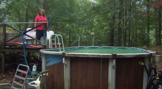 Ms Khan got stuck after her pool ladder broke. Source: WBZ-TV