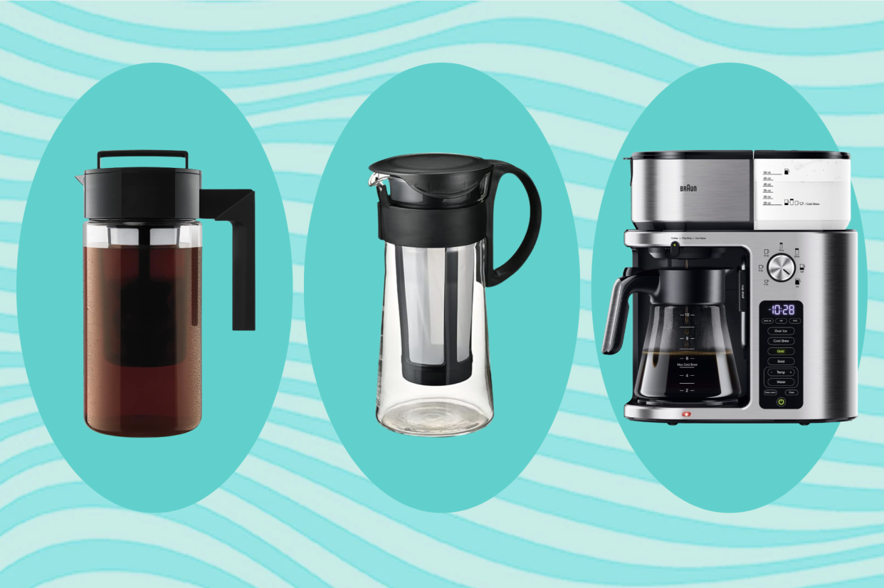 best cold brew coffee makers from Takeya, Hario and Braun shown in a row