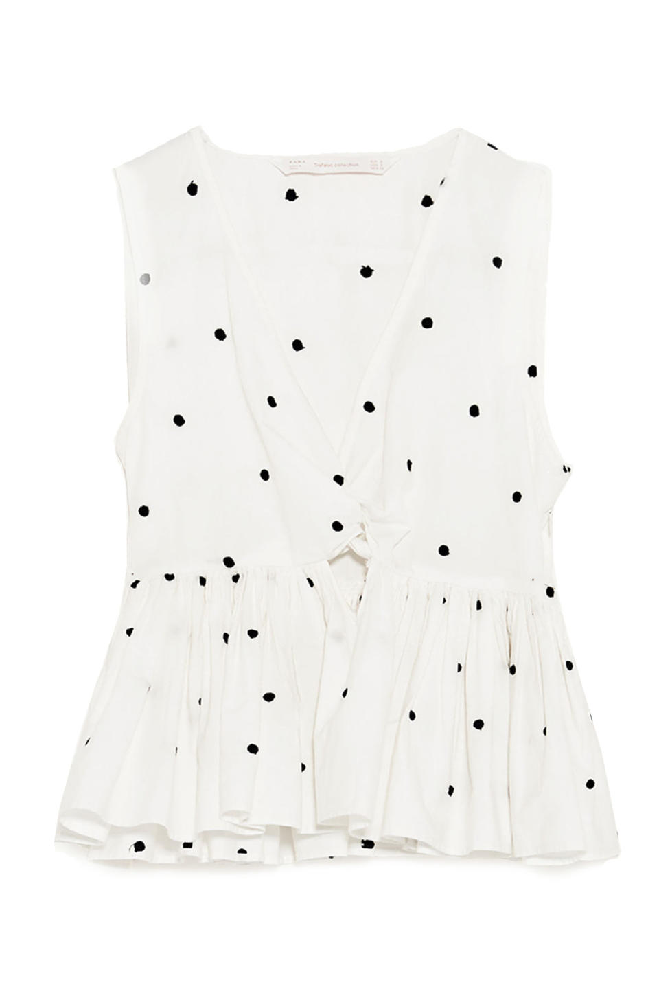 <p>Zara Polka Dot Top, $36; <a rel="nofollow noopener" href="https://www.zara.com/us/en/trf/tops/polka-dot-top-c358032p4405014.html" target="_blank" data-ylk="slk:zara.com;elm:context_link;itc:0;sec:content-canvas" class="link ">zara.com</a></p>