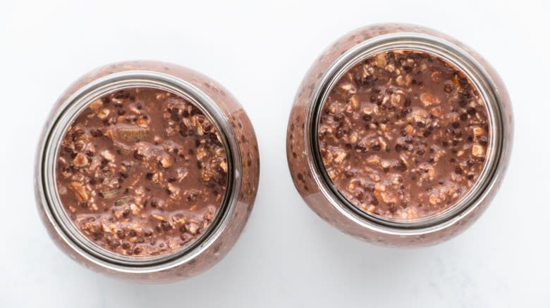 chocolate oats in jars