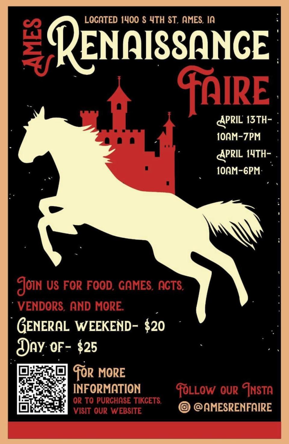 The Ames Renaissance Faire, a new brand-new event, will make its debut on Friday, April 13 and Saturday, April 14.